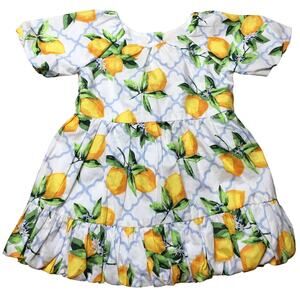 Janie and Jack Baby Girl Lemon Puff Sleeve Dress Primrose Yellow Lined 6-12M